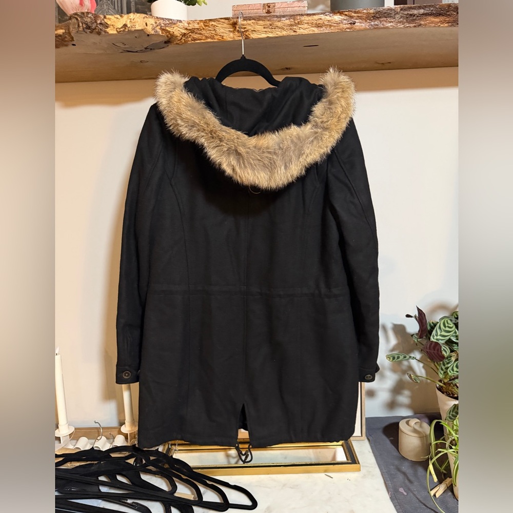 NWT Andrew Marc New York Black Utility Jacket Winter Coat Parka with Real Fur - Picture 7 of 9